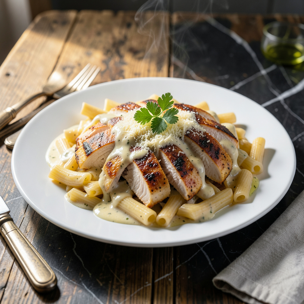 Smooth Rigatoni Without Ridges Creamy Garlic Butter Chicken and Rigatoni in Parmesan Sauce Recipe ...
